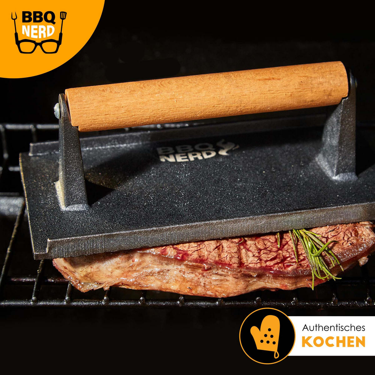 FLEISCHBESCHWERER Gusseisen 21x11cm - Schwarz, Metall (12/8/23cm) - BBQ Nerd