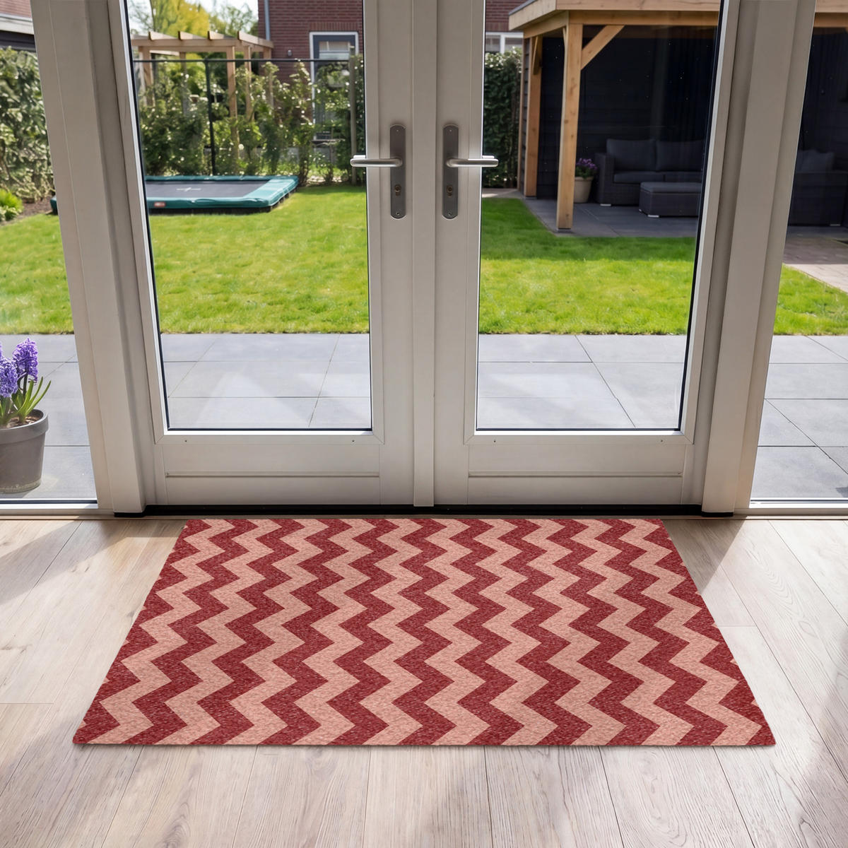 ROHOŽKA Klikatá - Pruhy - Vzor - Červená 120x80 cm - bordeaux, textil/umělá hmota (120/0.4cm) - MuchoWow