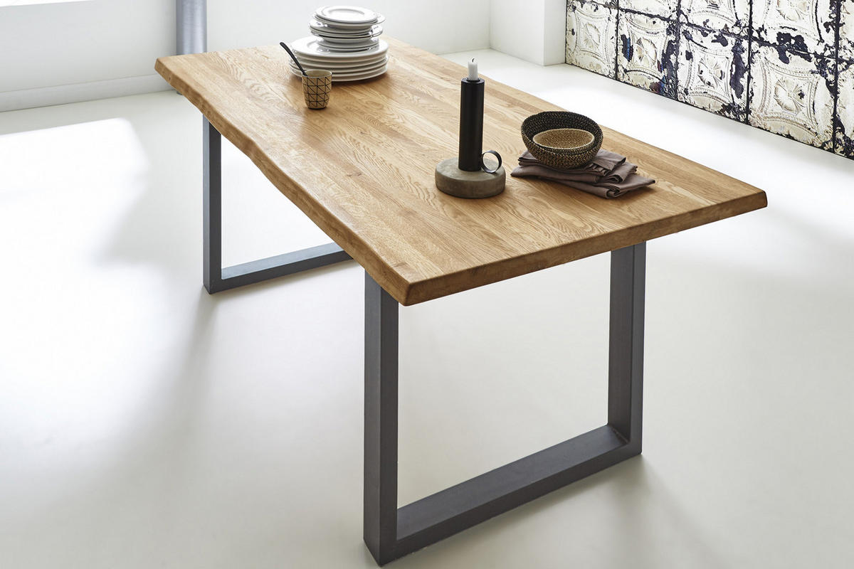ESSTISCH RICHARD - Beige/Silberfarben, Holz/Metall (100/300/77cm) - SAM