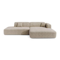ECKSOFA RECHTS Gemusterter Samt Beige 310cm - Beige, Textil (300/96cm) - Sia Home