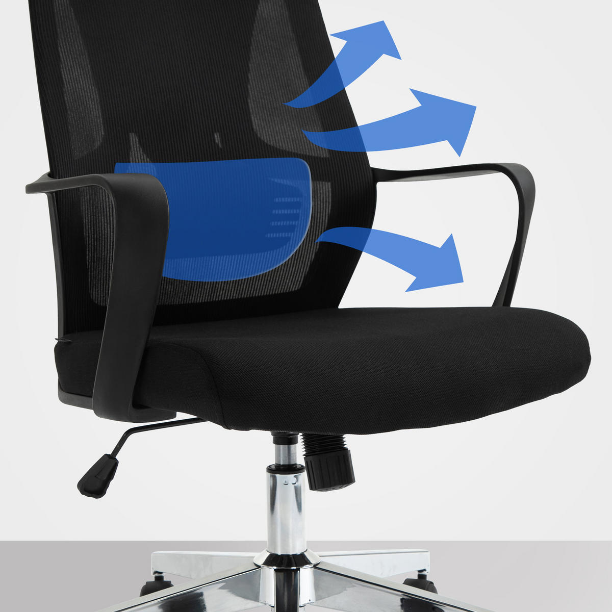 BÜROSTUHL Strix schwarz - Chromfarben/Schwarz, Kunststoff/Metall (62.5/128/61cm) - TPFLiving