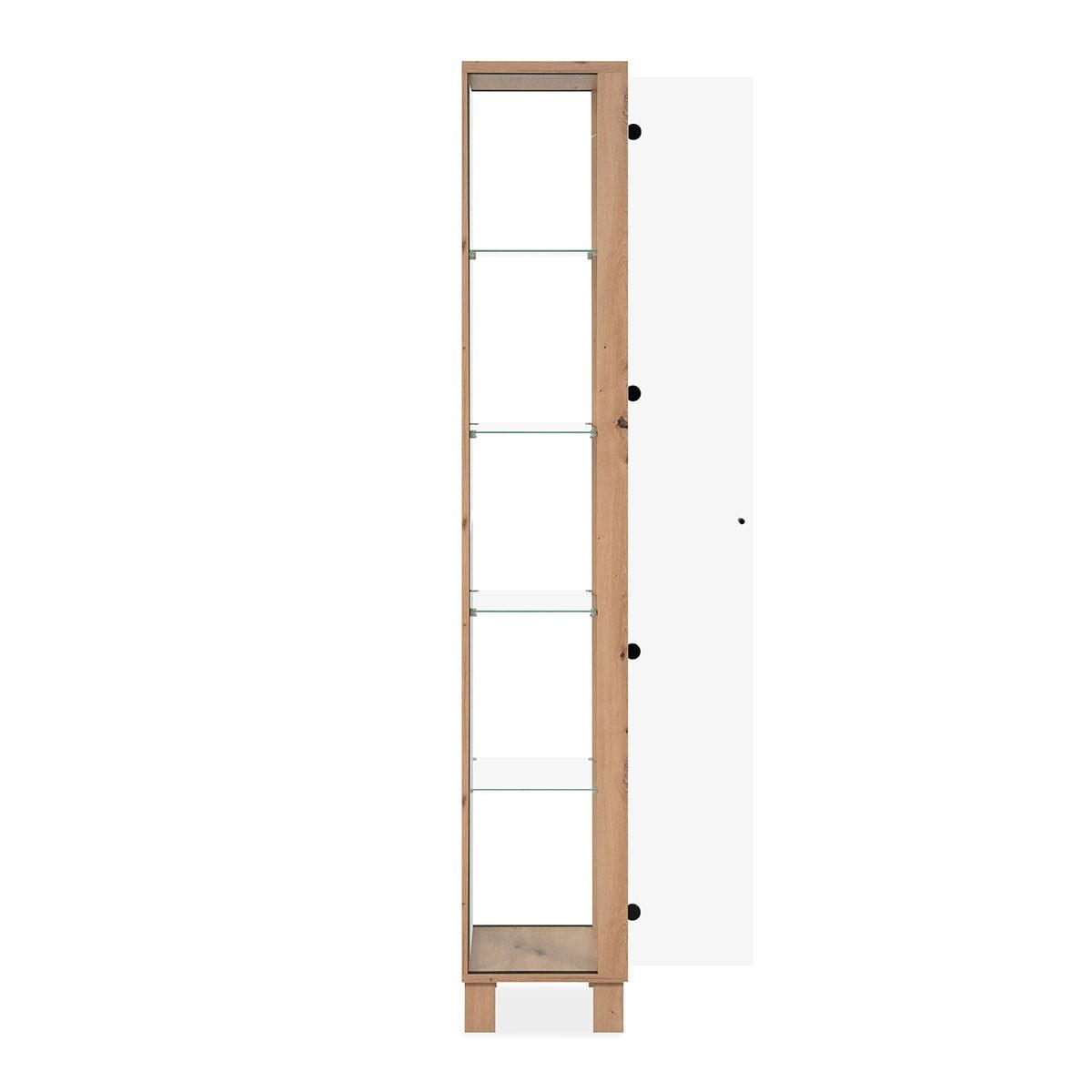 VITRINE 1 Tür und 4 Glasböden - Albi - 33/33/189 cm - Eiche Artisan, Holzwerkstoff (33/189/33cm) - Calicosy