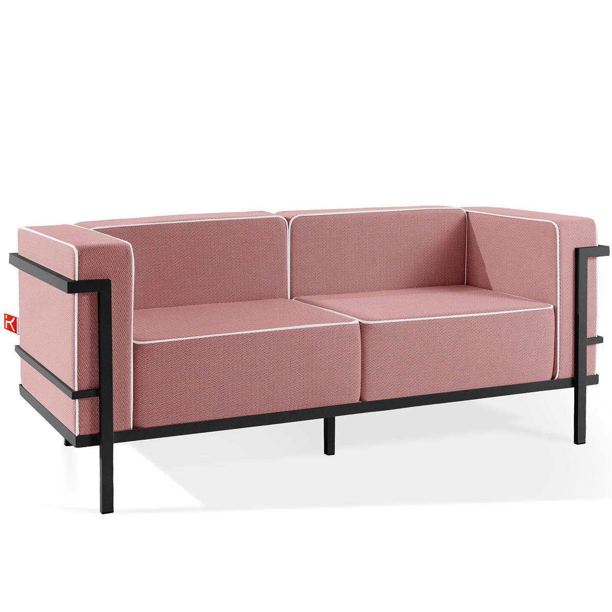 GARTENLOUNGE-SET TRIGLO 4-tlg., 1x Tisch, 2x Sessel, 1x Sofa 2-Sitzer, Modern, Dunkelgrau - Dunkelgrau/Rot, Glas/Textil - KONSIMO®