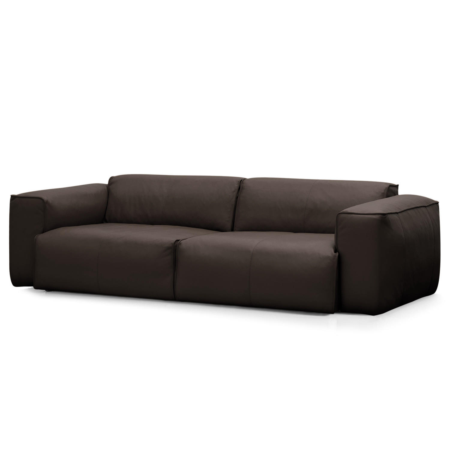 3-SITZER SOFA - Dunkelbraun/Schwarz, Leder/Kunststoff (251/71/102cm) - home24