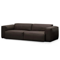 3-SITZER SOFA - Dunkelbraun/Schwarz, Leder/Kunststoff (251/71/102cm) - home24