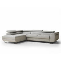 ECKSOFA MIT SCHLAFFUNKTION Concord Hellgrau Webstoff - Hellgrau/Schwarz, Holz/Holzwerkstoff (277/203cm) - Maison de Reve