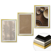 WANDBILDER 3er Set - 40x60 cm Goldrahmen - Minimalistische Texturstrukturen - Goldfarben, Kunststoff (40/60cm) - ArtPrintCave