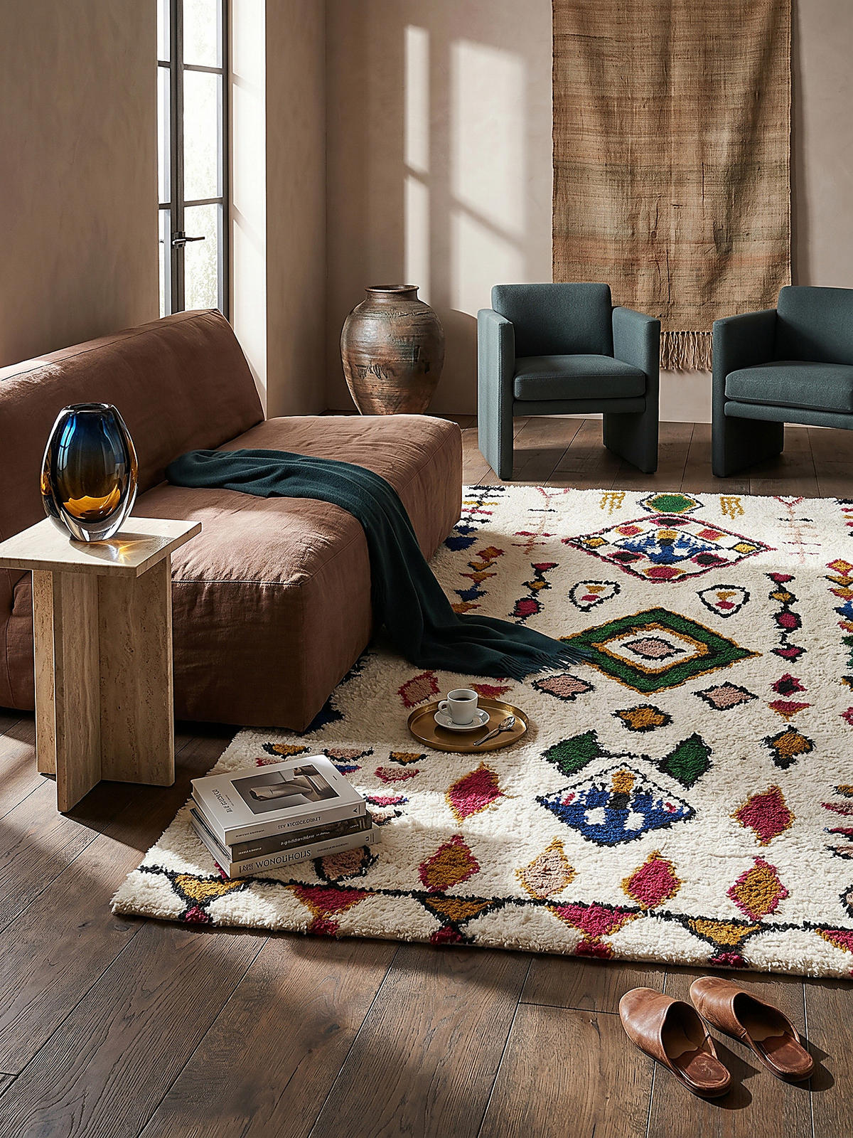TEPPICH Berber-Stil handgetuftet aus reiner Wolle, Shaggy Multicolor Rechteckig 200x290 - Multicolor, Textil (200/290cm) - KADIMA DESIGN