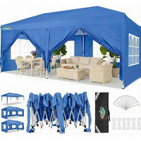 FALTPAVILLON 3x6m Blau mit 6 Seitenteilen - Blau, Textil (300/270/600cm)