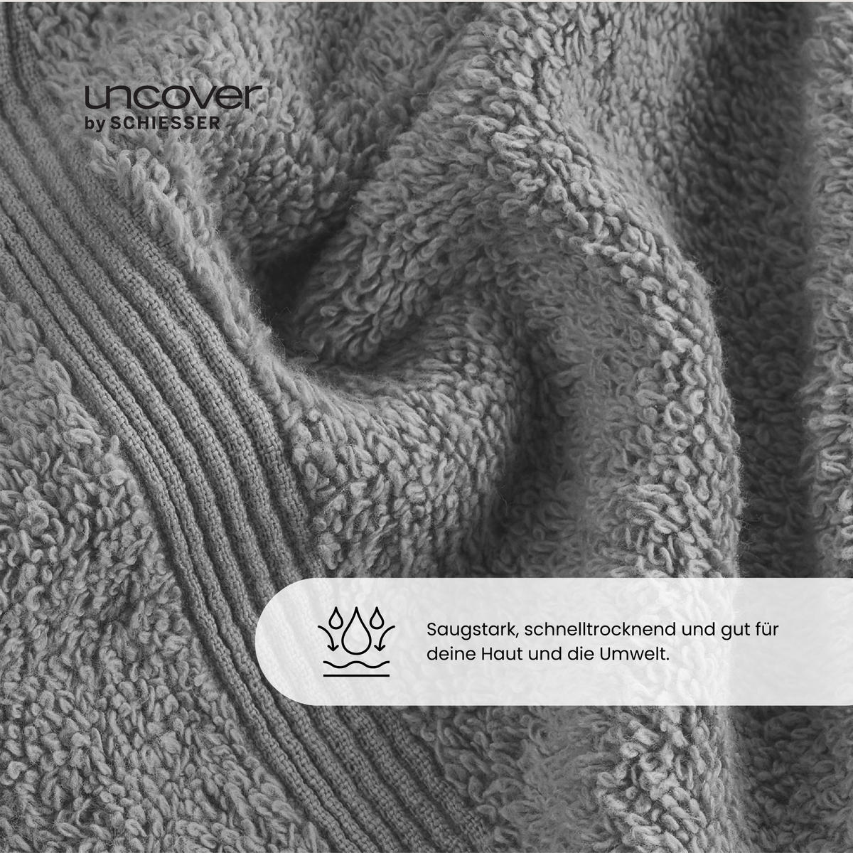 DUSCHTUCHSET Brooklyn - 2-teilig - 70 x 140 cm - Dunkelgrau - Dunkelgrau, Textil (70/140cm) - Uncover by Schiesser