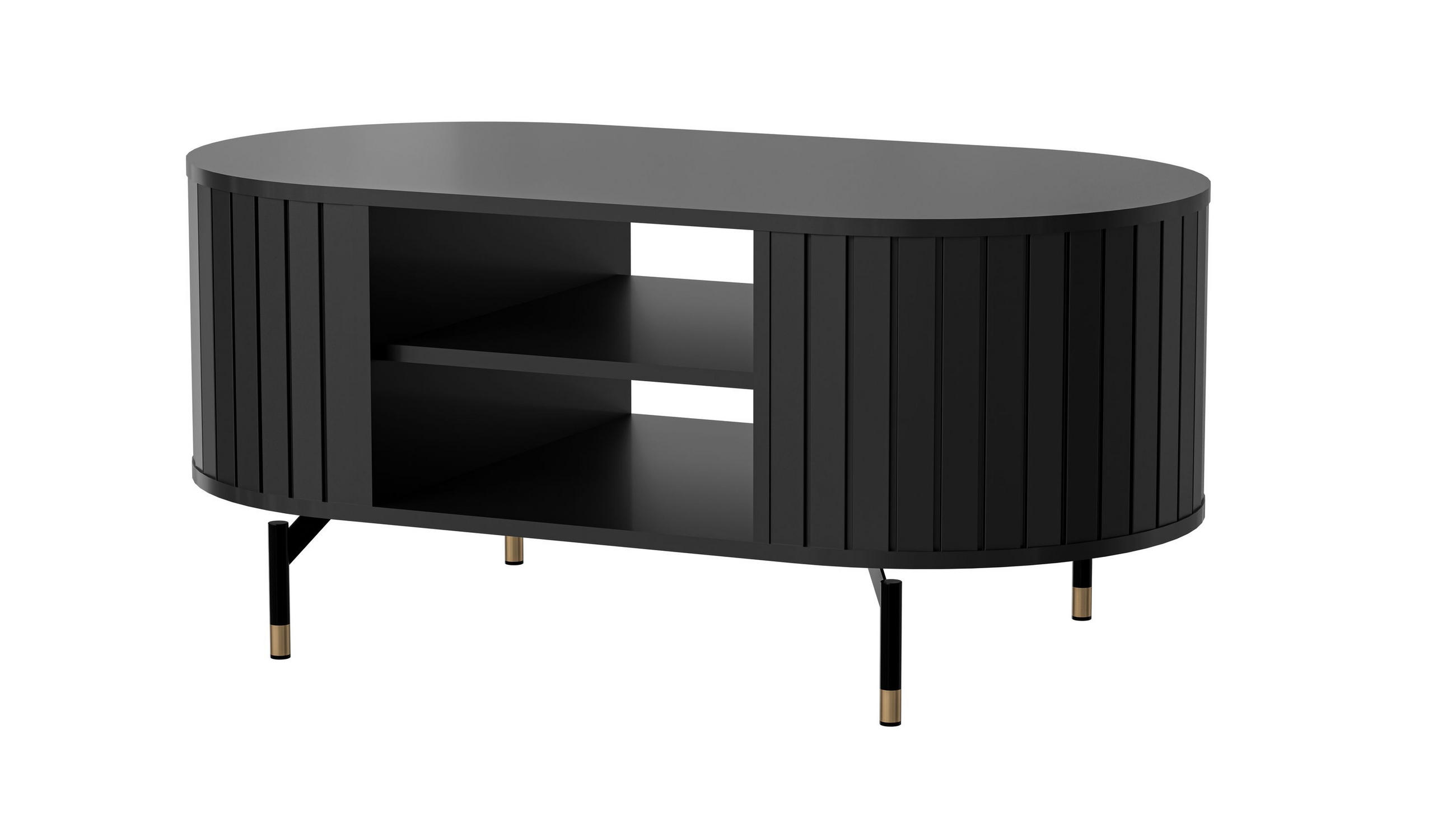 COUCHTISCH Oval Schwarz matt 104/56/47 cm - Schwarz, Holzwerkstoff (56/104/47cm) - designimpex