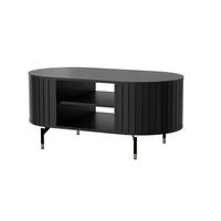 COUCHTISCH Oval Schwarz matt 104/56/47 cm - Schwarz, Holzwerkstoff (56/104/47cm) - designimpex