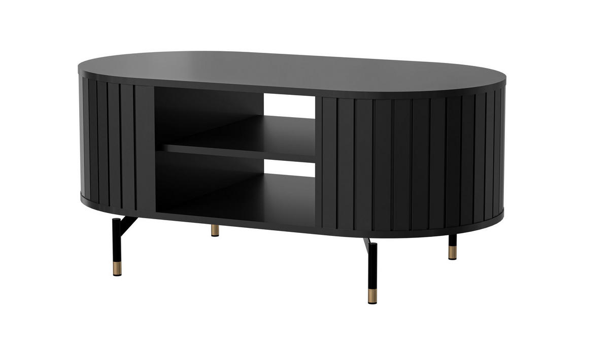 COUCHTISCH Oval Schwarz matt 104/56/47 cm - Schwarz, Holzwerkstoff (56/104/47cm) - designimpex
