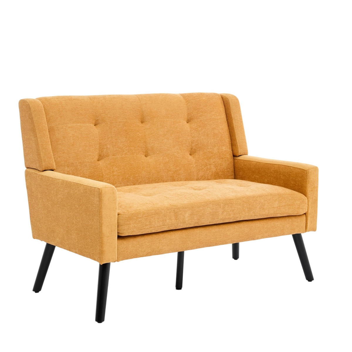 2-SITZER 119/75/88 cm Leinenbezug mit Tufting, Massivholzbeinen Gelb - Gelb, Textil (75/88/120cm) - OKMYHOME