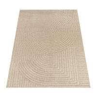 OUTDOOR Teppich Unifarben Spiralmuster Balkon, Terrasse schmutzabweisend Beige Rechteckig 160x230 - Beige, Textil (160/230cm) - KADIMA DESIGN