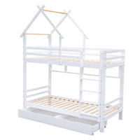 ETAGENBETT 90x200 cm Haus Treppe weiß - Weiß, Holz (90/200cm) - LEBENLANG