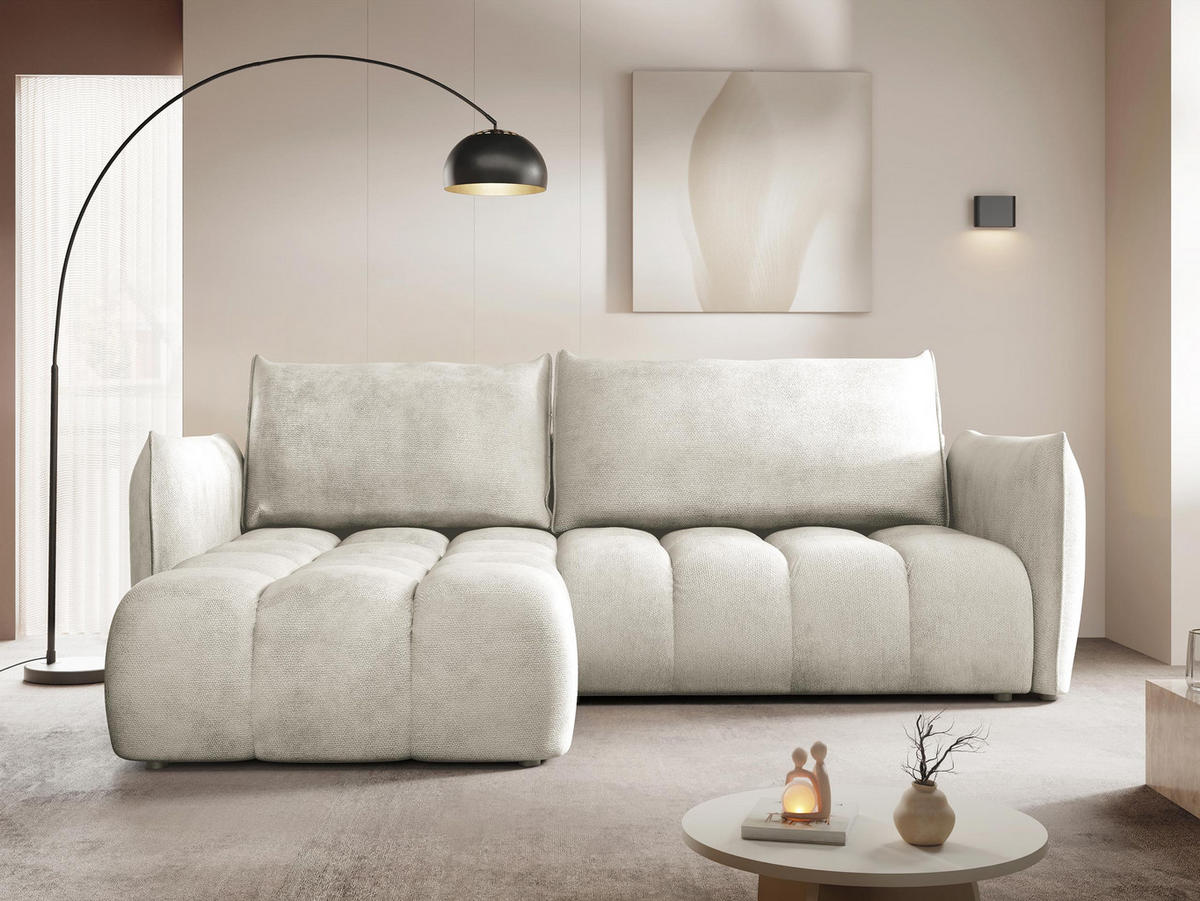 ECKSOFA Marsala, Seite: Links - Beige/Schwarz, Holz/Kunststoff (245/167cm) - MIRJAN24