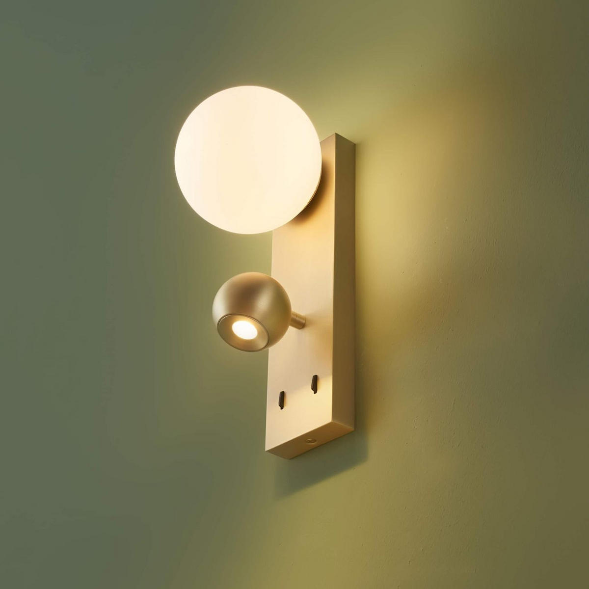 WANDLEUCHTE Avelysa, Weiß und Gold, 30cm - Goldfarben, Glas (8/30/15cm) - KOSILUM