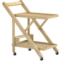 KÜCHENINSEL 66/40/70 cm klappbar mit Rollen, 2 Ablagen und Weinregal aus Bambus, Natur - Hellbraun, Naturmaterialien (66/70/40cm) - Redom