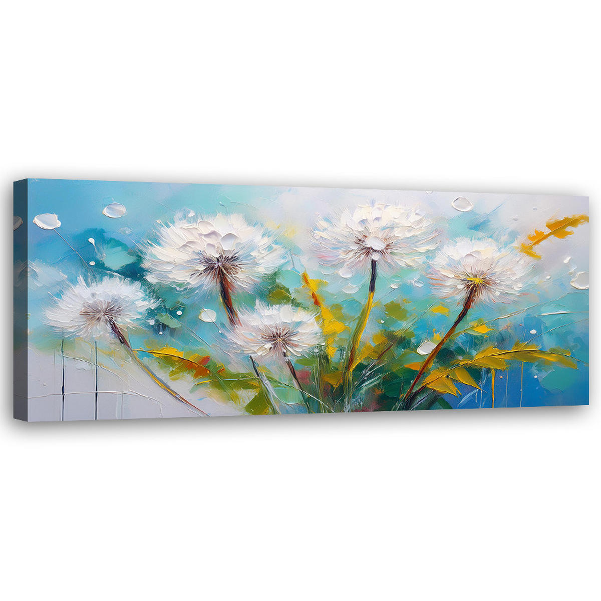 WANDBILD löwenzahn löwenzahnpflanzen türkis - Blau, Textil (90/30cm) - Feeby