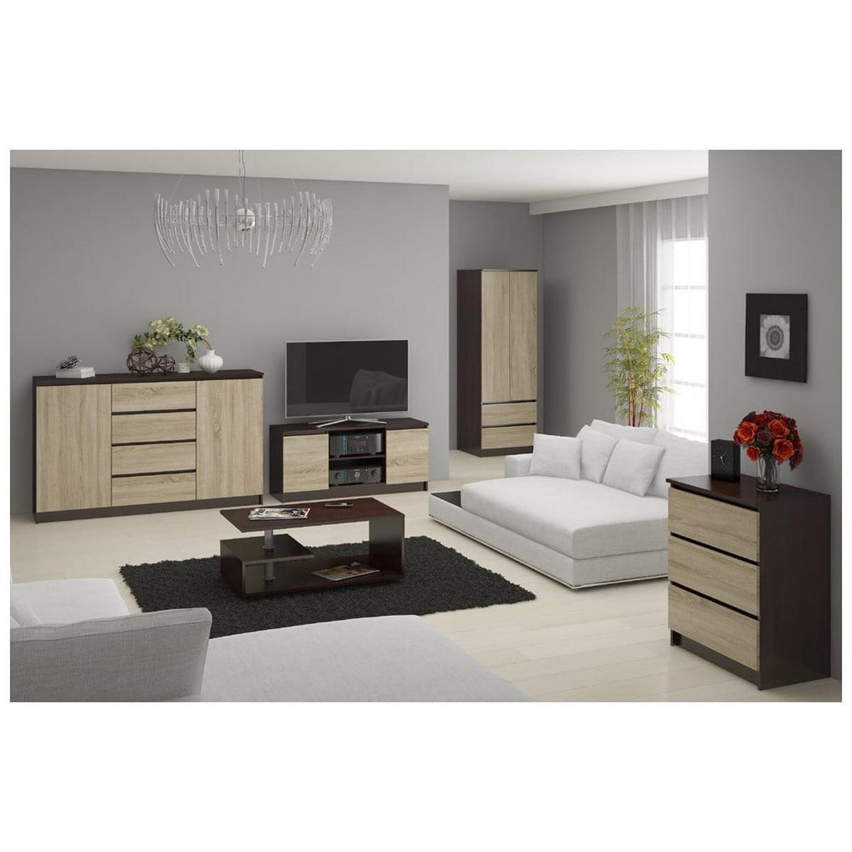 KLEIDERSCHRANK Dunkelbraun, Eiche Sonoma 180/60/51 - Dunkelbraun/Sonoma Eiche, Holzwerkstoff (60/180/51cm) - RAUMHIRSCH FURNITURE