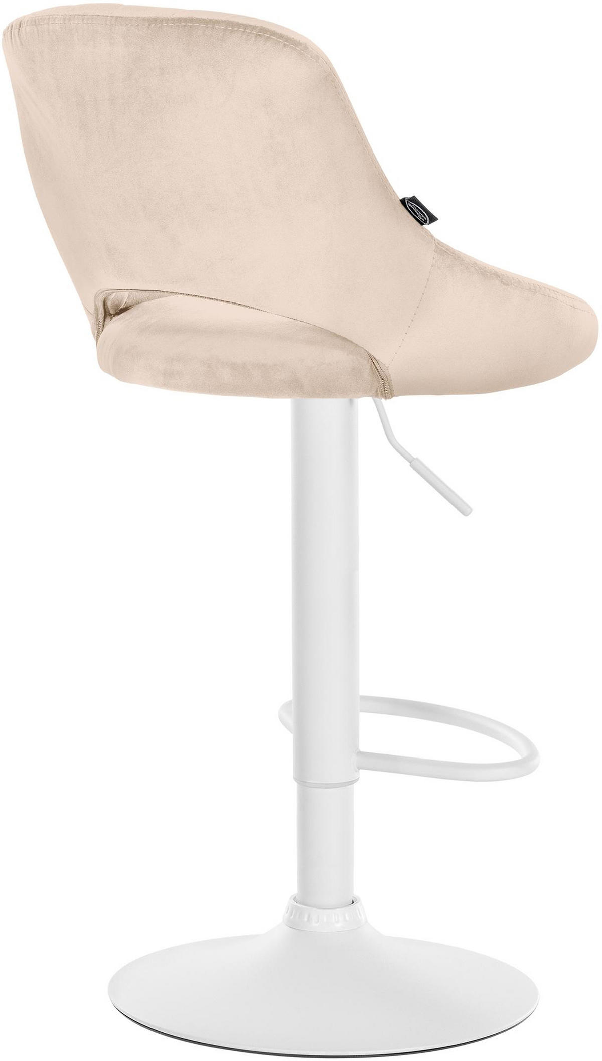 BARHOCKER Milos Samt weiß creme - Naturfarben/Weiß, Textil/Metall (47/106/48cm) - TPFLiving