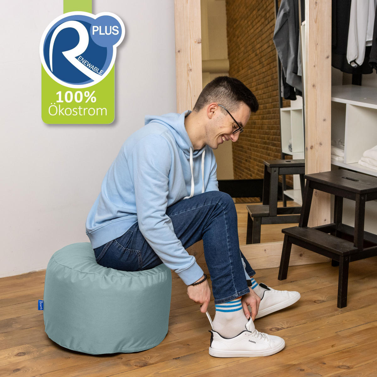 SITZPOUF L eisgrau - Blaugrau/Grau, Textil (500/300/500cm) - Bruni