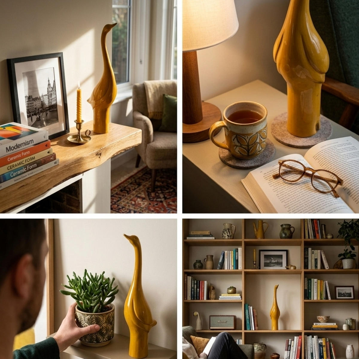 SKULPTUR Kranich Orange Polyresin Handbemalt - Orange, Kunststoff (12.5/17/62.5cm) - COCOMaison