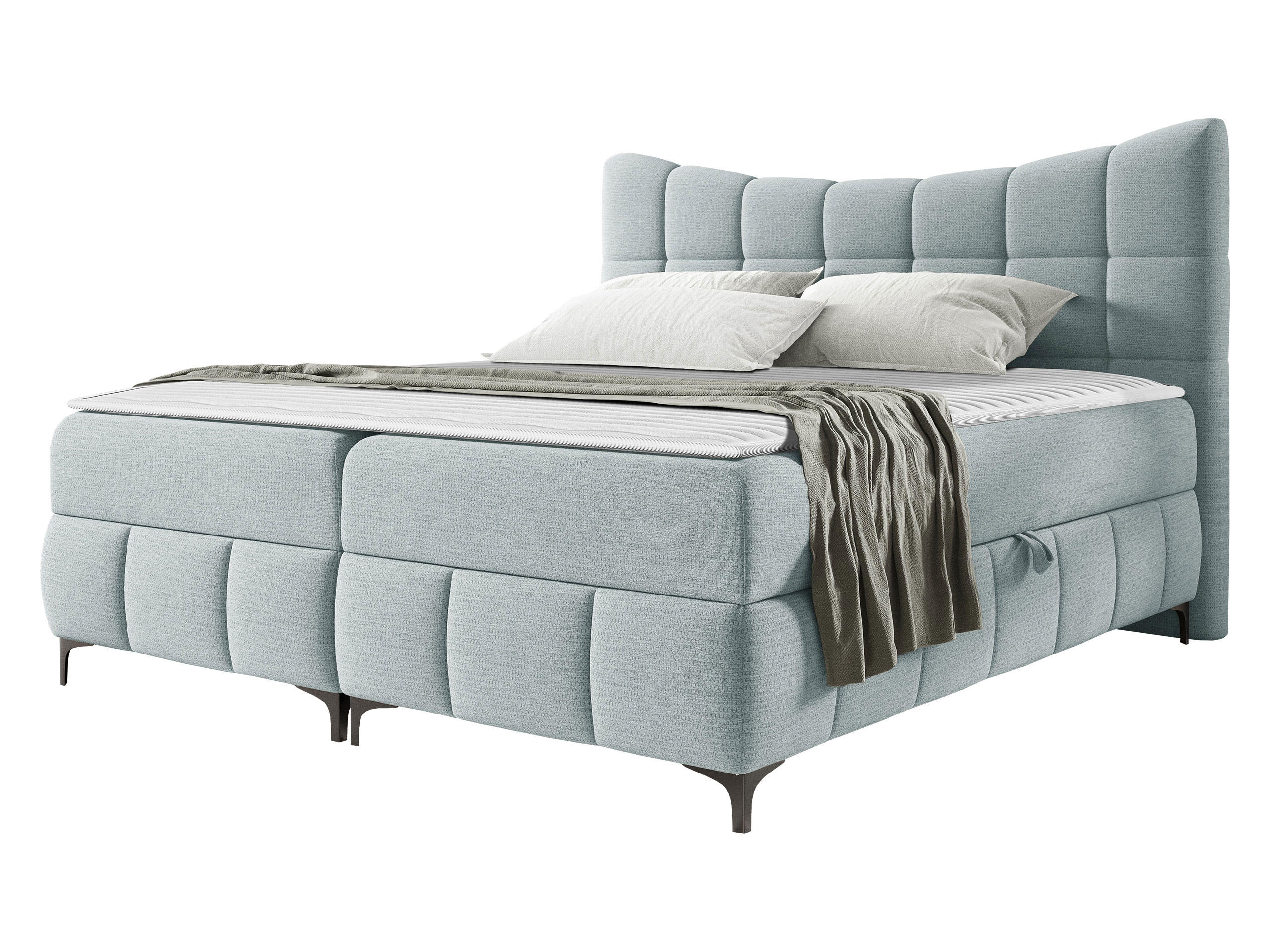 BOXBETT Nova - Schwarz/Hellblau, Holz/Textil (120/200cm) - MIRJAN24