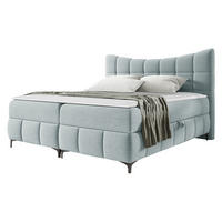 BOXBETT Nova - Schwarz/Hellblau, Holz/Textil (120/200cm) - MIRJAN24