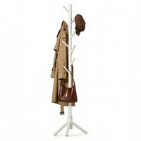 GARDEROBENSTÄNDER Weiß Kiefernholz 8 Haken 175 cm - Weiß, Holz (50/175/50cm) - Relaxdays