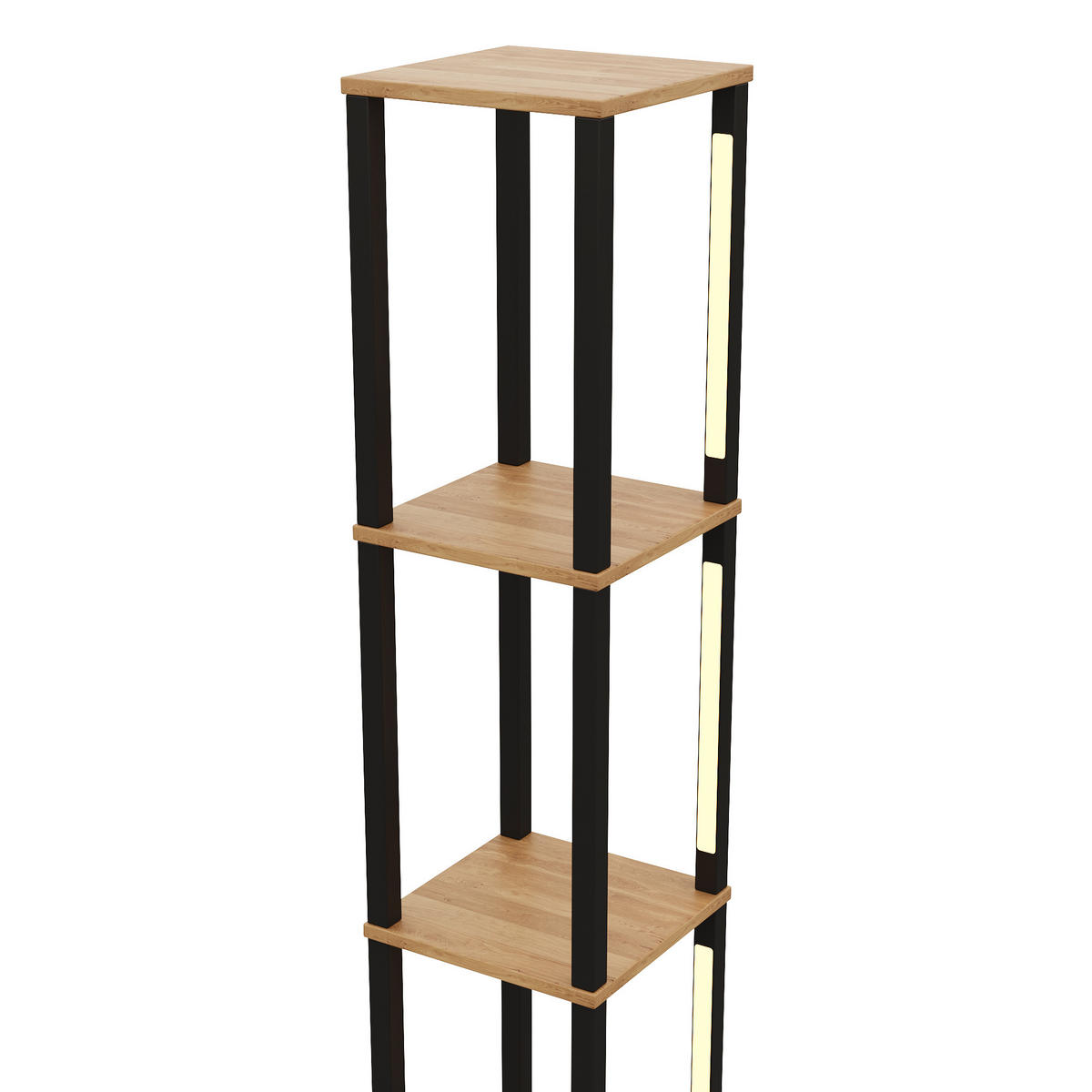 VITRINE in Schwarz Regal mit einstellbare LED-Beleuchtung, 26/26/165 cm - Naturfarben, Holzwerkstoff (26/165/26cm) - STILVORA