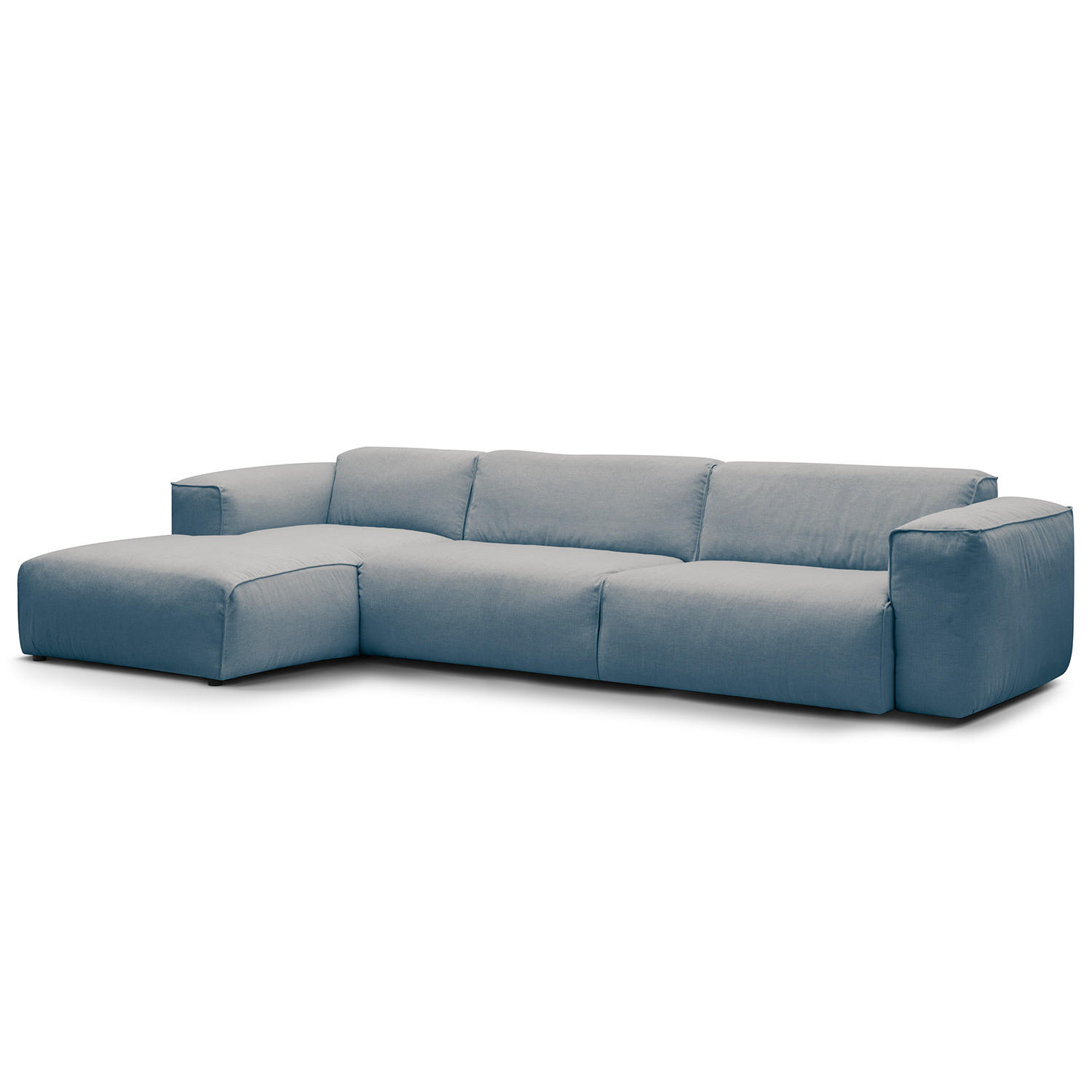 3-SITZER ECKSOFA mit Longchair - Blau/Schwarz, Kunststoff/Textil (317/173cm) - home24