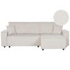 2-SITZER-ECKSOFA Cord cremeweiß rechtsseitig mit Schlaffunktion Abacka - Schwarz/Weiß, Textil (247/147cm) - Beliani