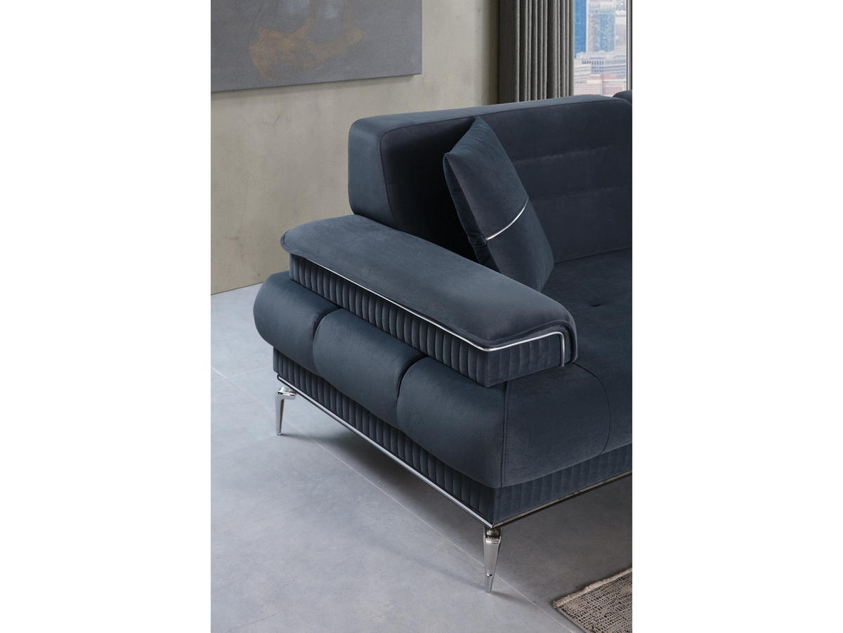 SOFA Toledo 2-Sitzer Samtstoff Anthrazit - Anthrazit, Textil/Metall (190/88/103cm)