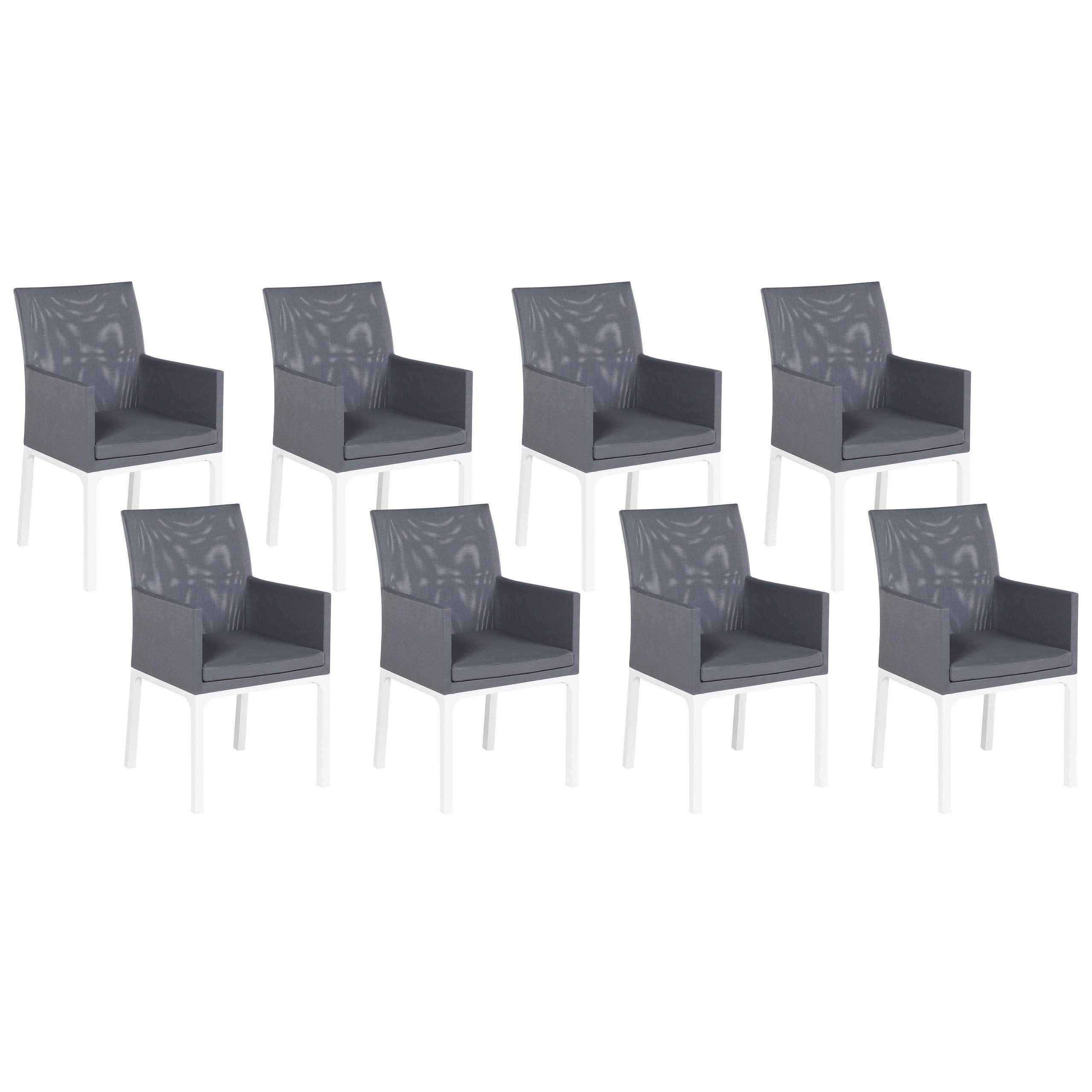 GARTENSTUHL 8er-Set Aluminium grau Bacoli - Grau, Textil (52/91/62cm) - Beliani