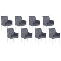 GARTENSTUHL 8er-Set Aluminium grau Bacoli - Grau, Textil (52/91/62cm) - Beliani
