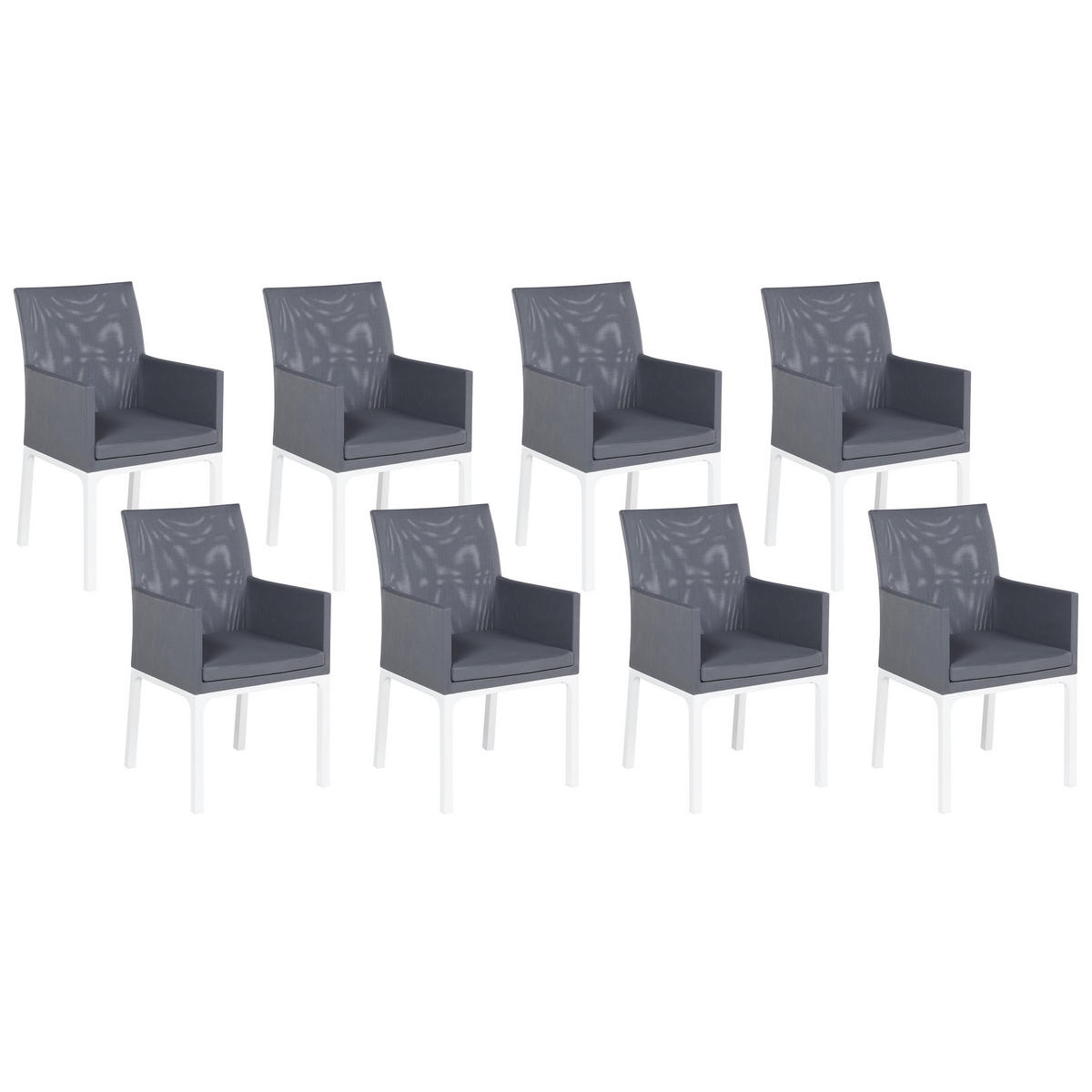 GARTENSTUHL 8er-Set Aluminium grau Bacoli - Grau, Textil (52/91/62cm) - Beliani