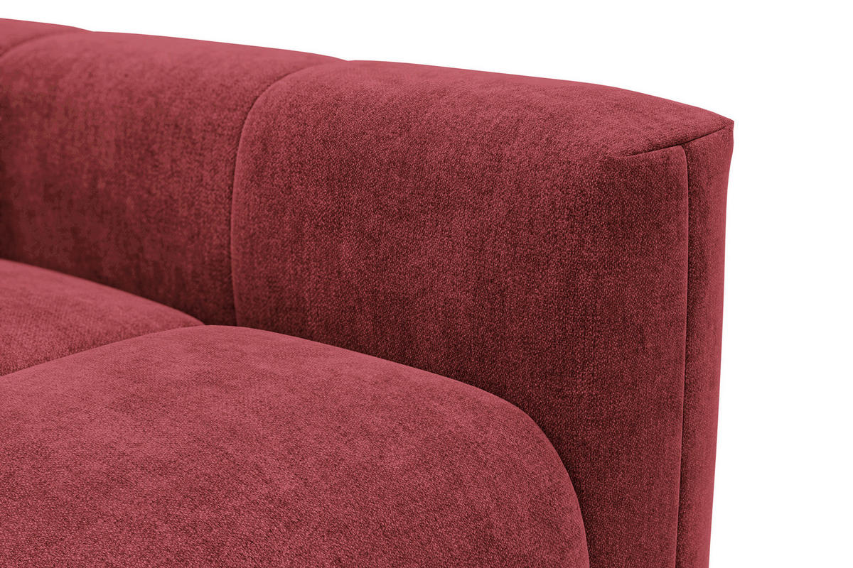 ECKSOFA VERONA 3-Sitzer links, Dunkelrot - Schwarz/Dunkelrot, Holz/Textil (224/173cm) - Courtois Laville