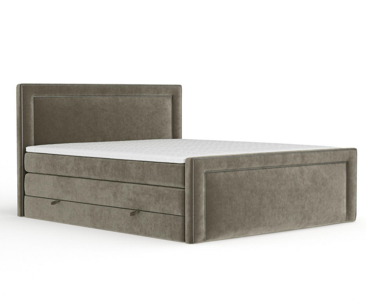 BOXSPRINGBETT Luxora Taupe 160/200 cm - Taupe/Schwarz, Holz/Holzwerkstoff (160/200cm) - Maison de Reve