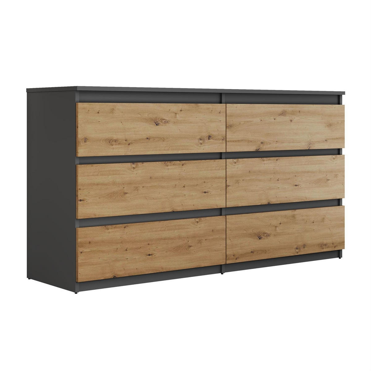 SIDEBOARD HANA M6 Artisan Eiche / Anthrazit 140cm - Eiche Artisan, Holzwerkstoff (140/74.4/40cm) - Lookway