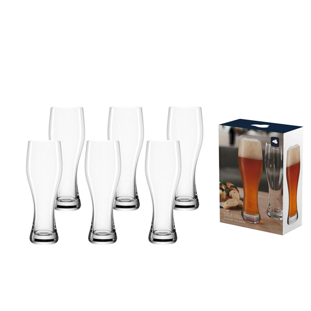 WEIZENBIERGLÄSER Taverna transparent 330 ml 6er Set - Transparent, Glas (0.33L) - Leonardo Living