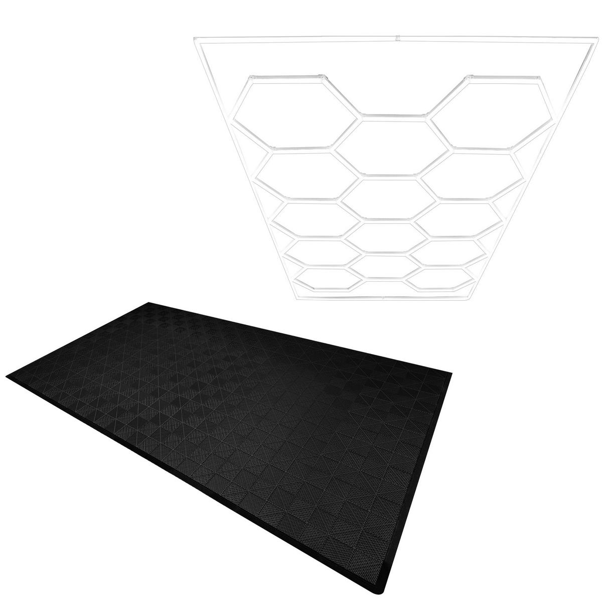 GARAGENBODENFLIESEN Belüftete und sechseckige LED-Leuchten x 120 mit Kanten – Schwarz - Schwarz, Kunststoff (40/1.8/40cm)