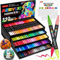 ACRYLSTIFTE Set 110 Stück Pinselspitze Wasserfest - Multicolor, Kunststoff (170/115/305cm)