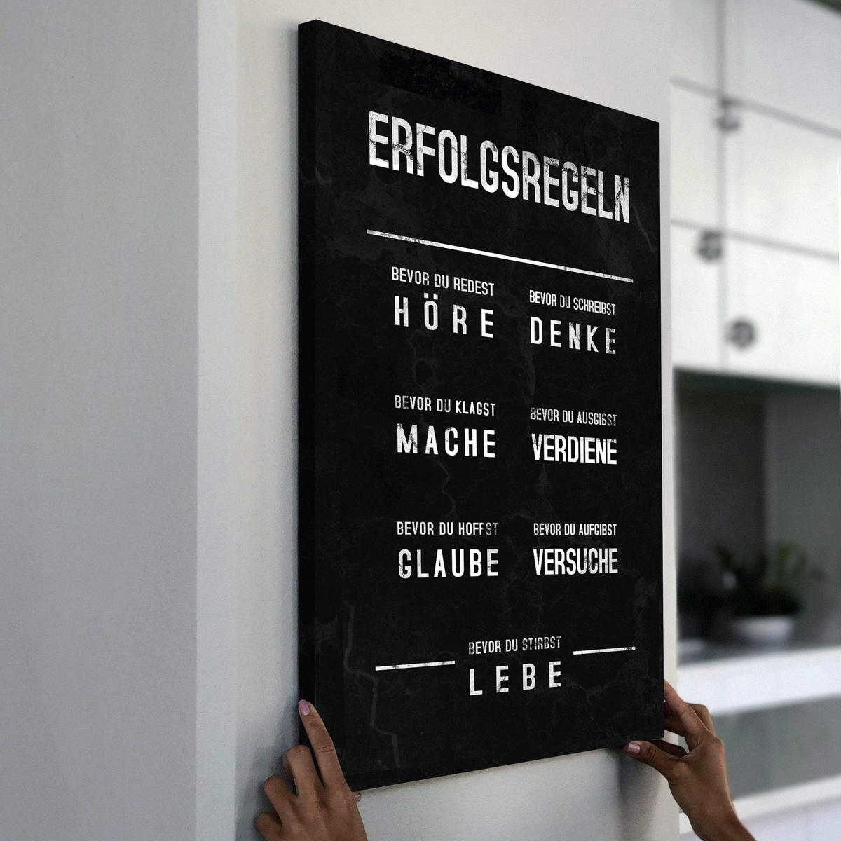 WANDBILD XXL "Erfolgsregeln" - 60 x 90 cm - Weiß, Textil (60/90cm) - Hustling Sharks