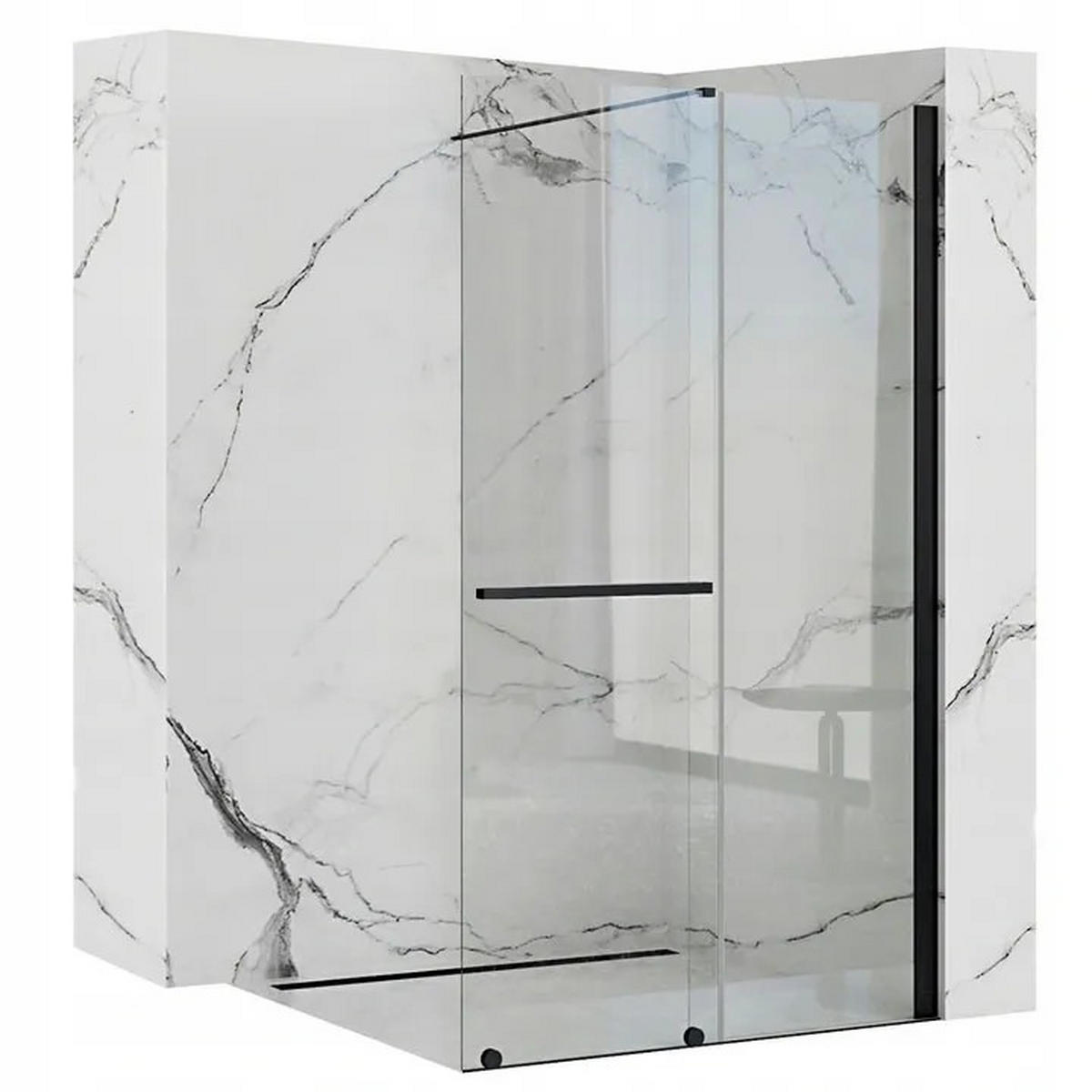 DUSCHWAND Rea Cortis Black 100 - Schwarz, Glas (100.5/199.5cm) - REA