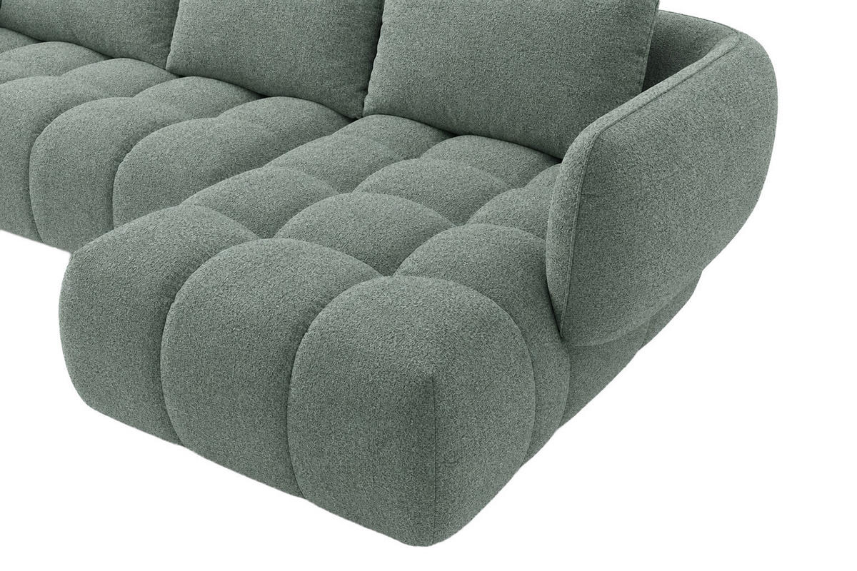 ROHOVÁ SEDAČKA ve tvaru L, žinylková tkanina Puente, Mátová, Pravá strana, SEVIO L - mátově zelená, dřevo (242/175cm) - Kaiser Möbel