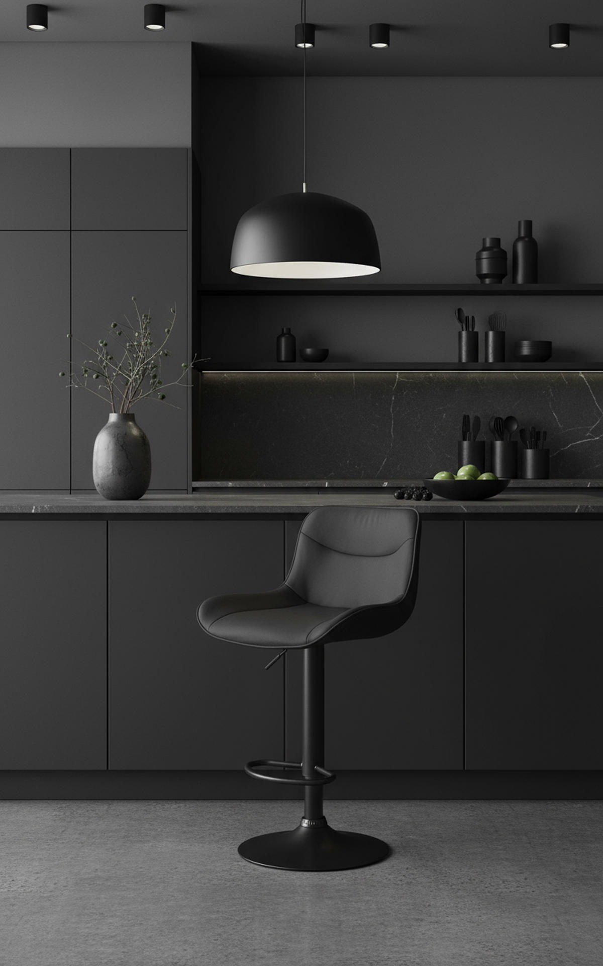 BARHOCKER 2er Set Vulcano Kunstleder schwarz schwarz - Schwarz, Kunststoff/Metall (49/106/51cm) - TPFLiving