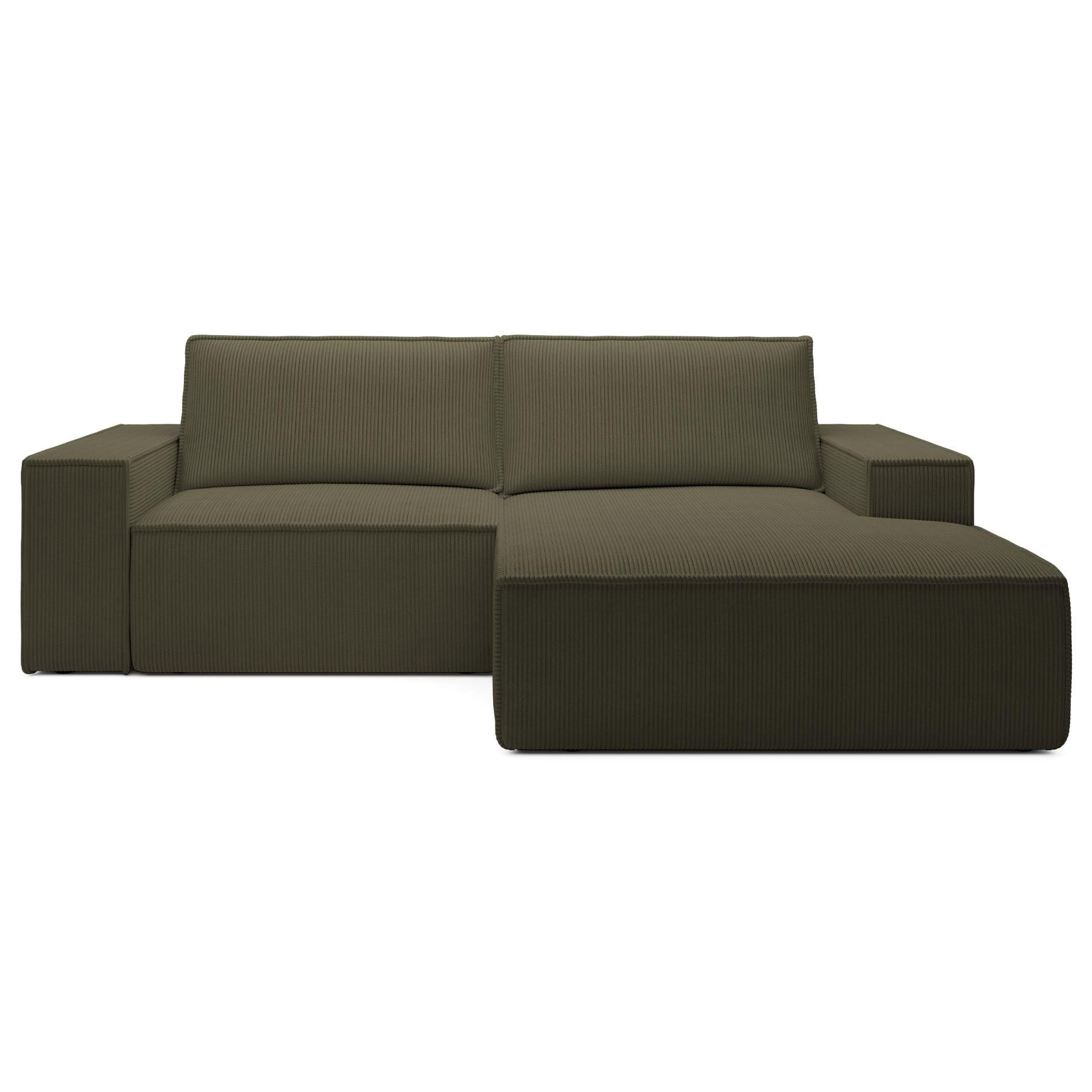 ECKSOFA Farese Mini mit Cordbezug Olivgrün, rechts - Schwarz/Olivgrün, Textil (240/167cm) - Selsey