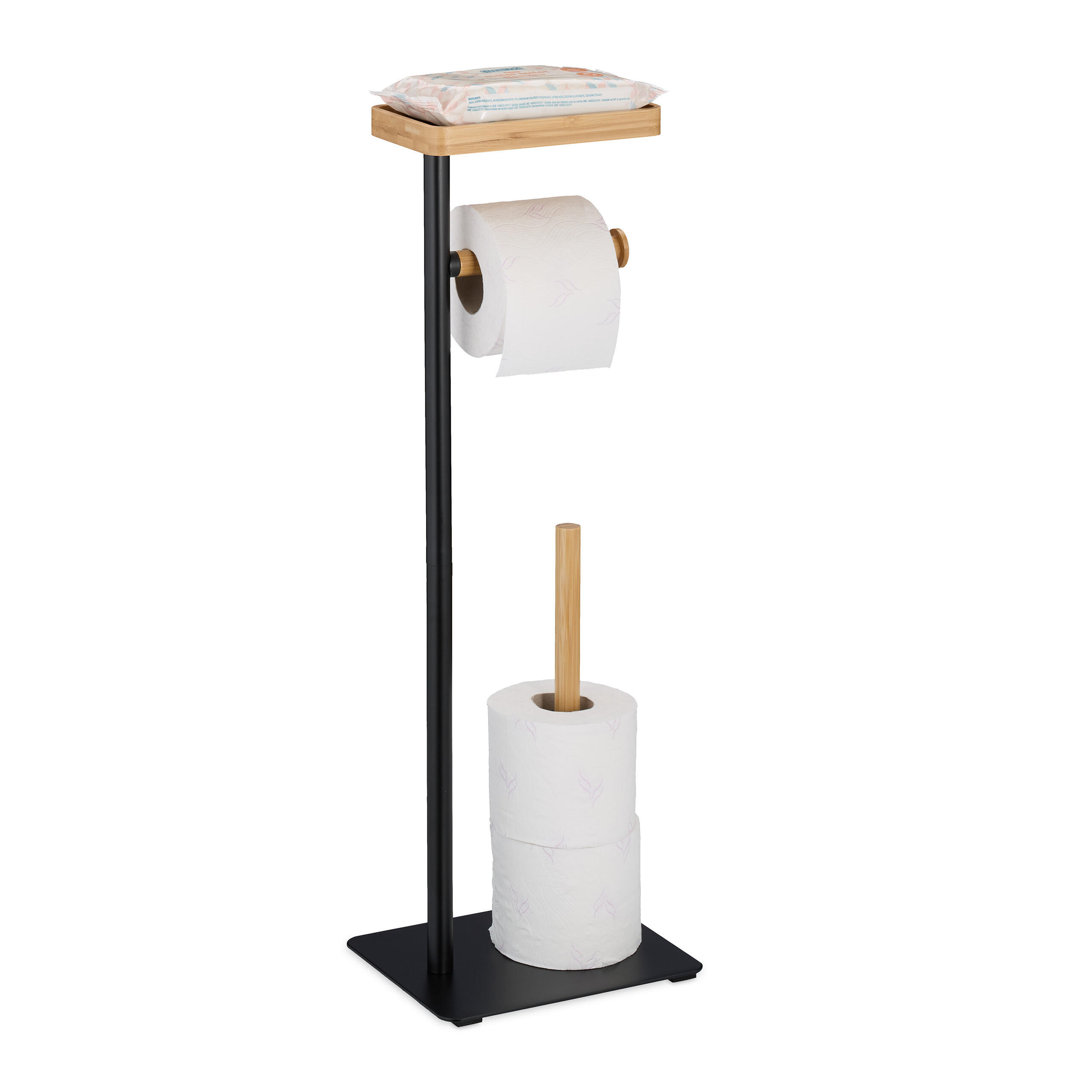 TOILETTENPAPIERHALTER - Schwarz, Holz/Kunststoff (22/65/18cm) - Relaxdays